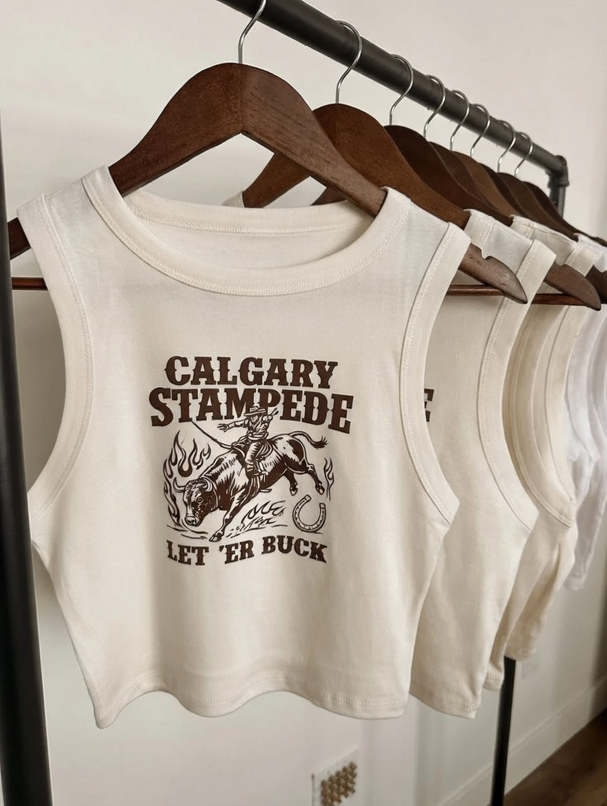 Calgary Stampede promo tank top on rack